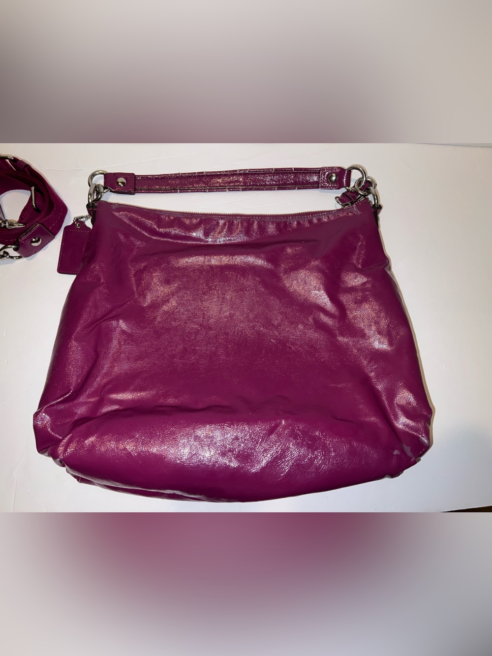 Vintage Y2K Rare Coach Poppy Daisy Liquid Gloss Hobo Bag Berry - Picture 7 of 12